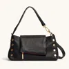Hammitt Vip Satchel Black Brushed Gold Red Zip