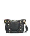 Hammitt Daniel Medium Leather Tote In Black Brushed Gold Red Zip