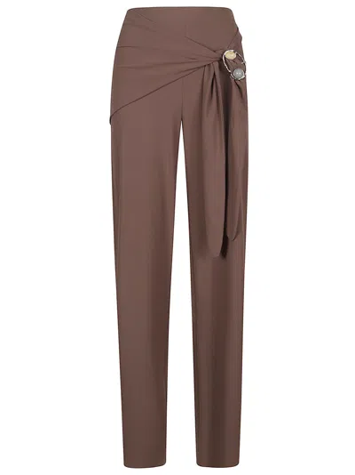 Hamoulet Belted Pants Belted Asymmetrical Trousers In Gray