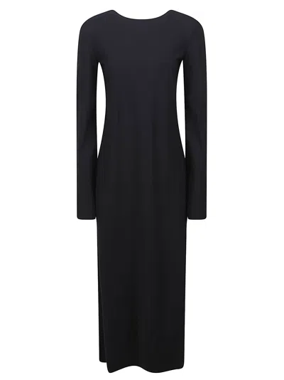 Hamoulet Black Backless Clasp Mid-calf Dress