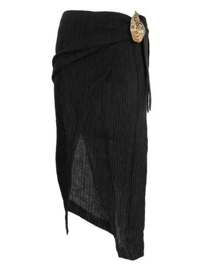 Hamoulet Textured Embellished Midi Skirt In Black