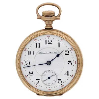 Pre-owned Hampden Watch Company Antique 1915 Hampden Watch Co Railway 15j 16s 14k Gold Filled Open Face Pocket In Multi