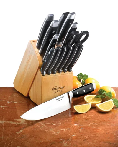 Hampton Forge Continental 15pc Cutlery Set With Block In Black