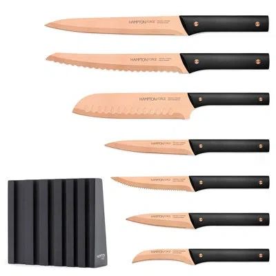 Hampton Forge Knight 13 Piece Block Knife Set,18/10, Titanium Copper In Black;copper