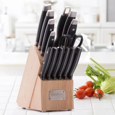 Hampton Forge  Signature Continental - 15 Piece Knife Block Set, Forged, Full Tang, Triple Rivets In Black