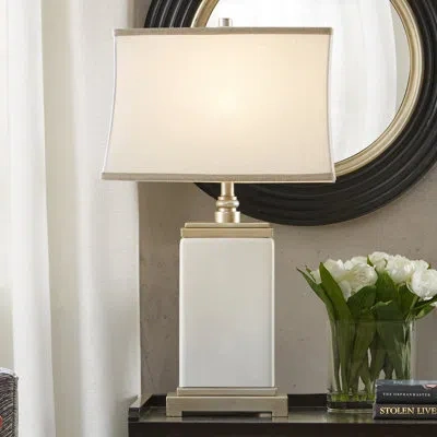 Hampton Hill Colette Rectangular Ceramic Table Lamp In Ivory