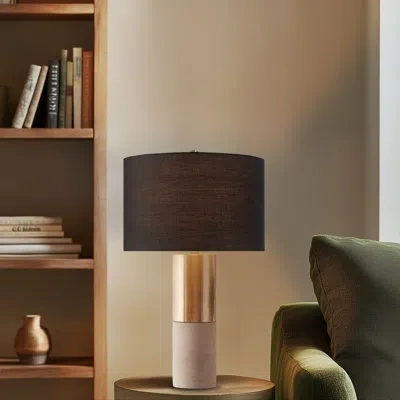 Hampton Hill Fulton Metal And Concrete Table Lamp In Gold,gray,black