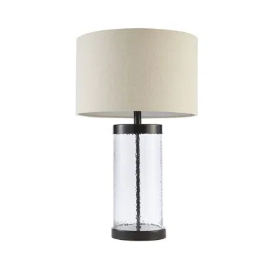 Hampton Hill Glass Cylinder Table Lamp In White