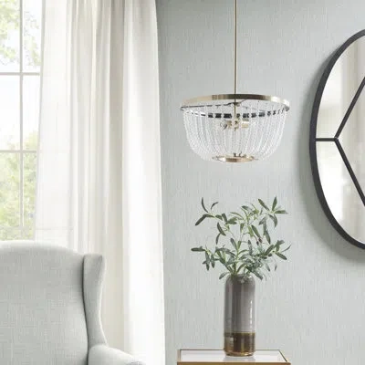 Hampton Hill Melrose 2-light Beaded Chandelier In Antique Brass,white