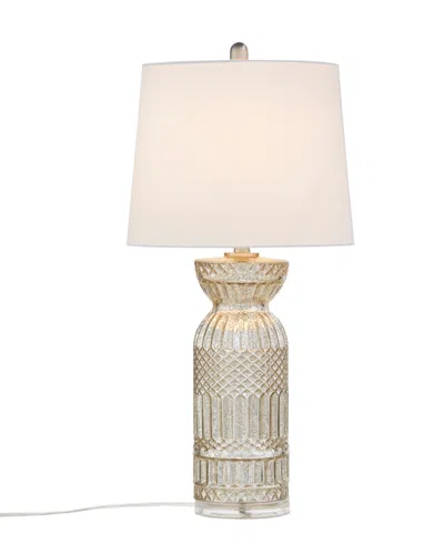 Hampton Hill Textured Glass And Acrylic Base Table Lamp In Mercury
