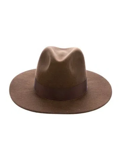 Pre-owned Hampui Hats Wool Wide-brimmed Fedora In Brown