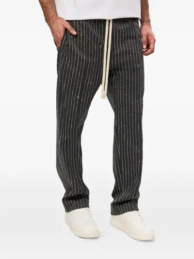 Hamza 247 Striped Trousers In Black