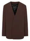 Hamza 247 V-neck Concealde-fastening Blazer In Brown