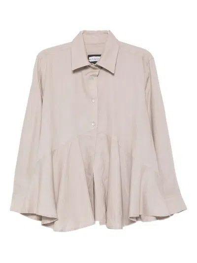 Hamza Bali Ruffled Collared Shirt In Neutral