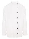 Hamza Button Band-collar Shirt In White