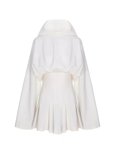 Hamza Cleopatra Hooded Dress In White