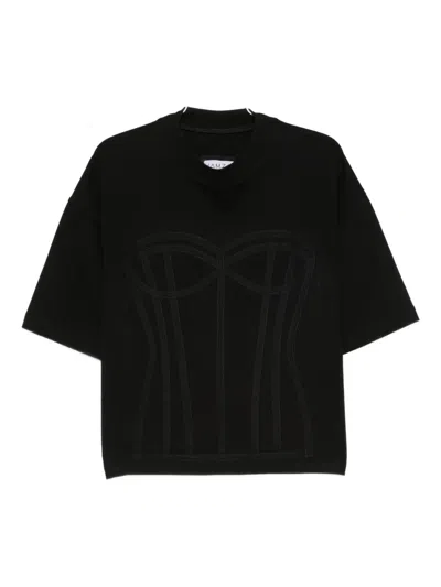 Hamza Corset-detail Boxy Top In Black