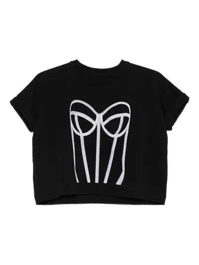 Hamza Corset-embroidered T-shirt In Black