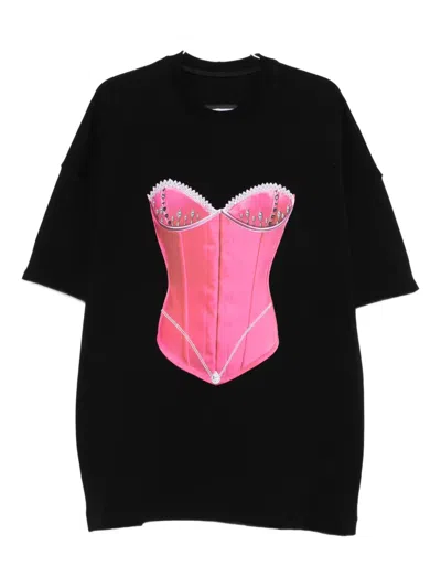 Hamza Corset-print T-shirt In Black