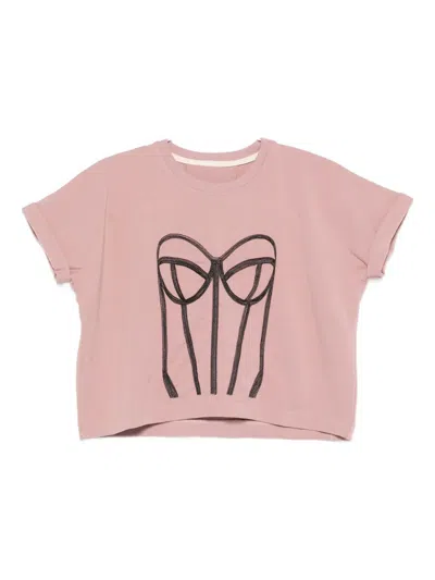 Hamza Corset-print T-shirt In Pink