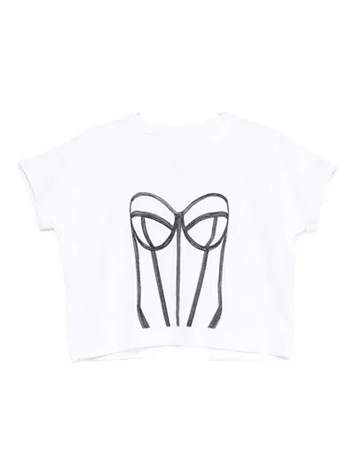Hamza Corset-print T-shirt In White