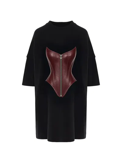 Hamza Corset-detail T-shirt Dress In Brown