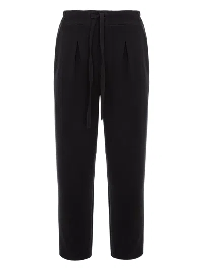 Hamza Drawstring Pleated Trousers In Black