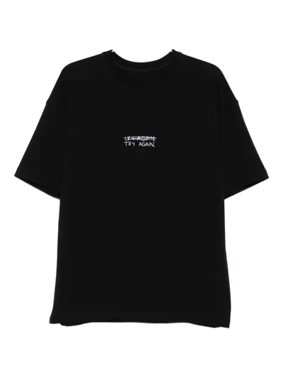 Hamza Embroidered Cotton T-shirt In Black
