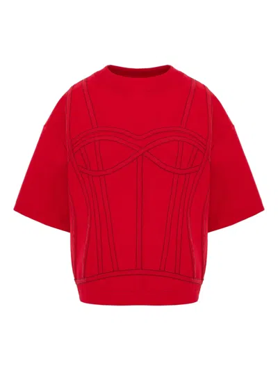 Hamza Karo Panelled Top In Red