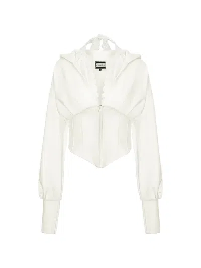 Hamza Karol Hooded Top In White