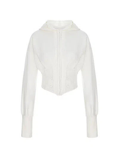 Hamza Karol Lace-corset Hoodie In White