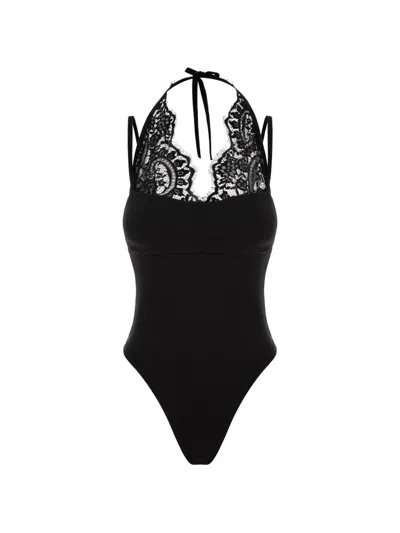Hamza Karol Lace-trim Bodysuit In Black