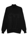 Hamza Kora Corset-detail Turtleneck Sweatshirt In Black