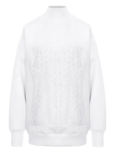 Hamza Kora Turtleneck Sweatshirt In White