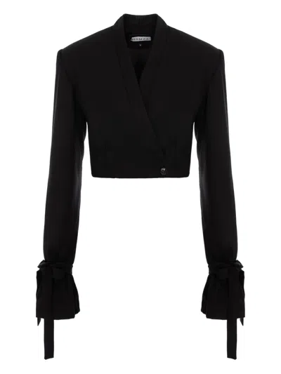 Hamza Kyoto Tie-detail Wrap Jacket In Black