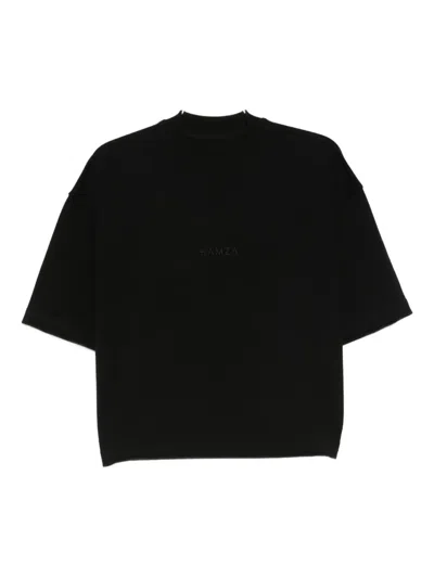 Hamza Logo-embroidered Boxy T-shirt In Black