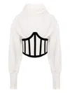 Hamza Marsilia Corset-detail Long-sleeve Hoodie In White