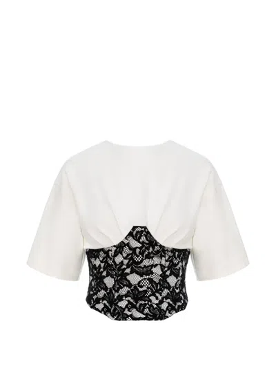Hamza Marsilia Sheer Lace Corset Top In White
