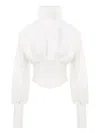 Hamza Nice Turtleneck Lace-up Top In White