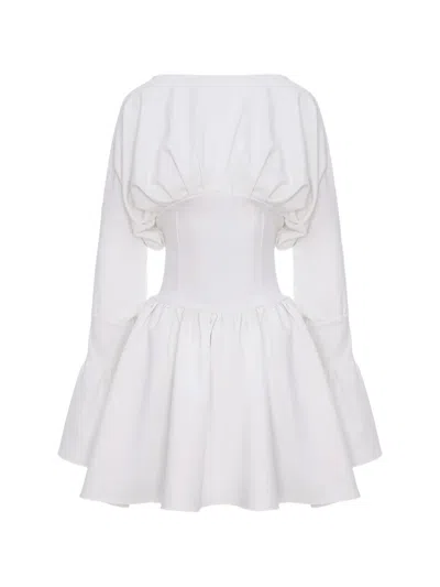 Hamza Long-sleeve Dress In White