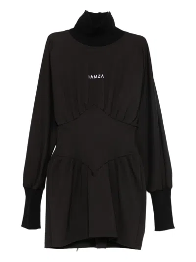 Hamza Nyssa Turtleneck Fitted Dress In Black