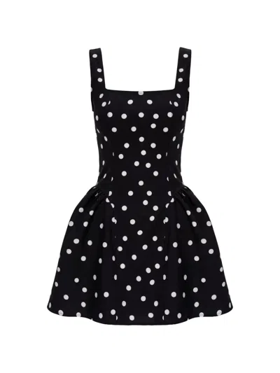 Hamza Polka-dot Lace-up Mini Dress In Black