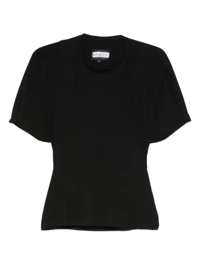 Hamza Puff-sleeve Fitted Top In Black