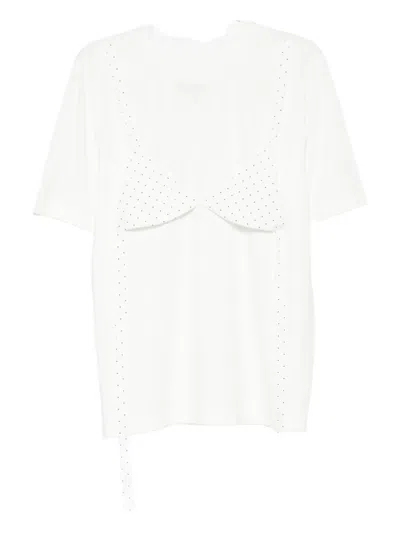 Hamza Riri Bra-overlayer T-shirt In White