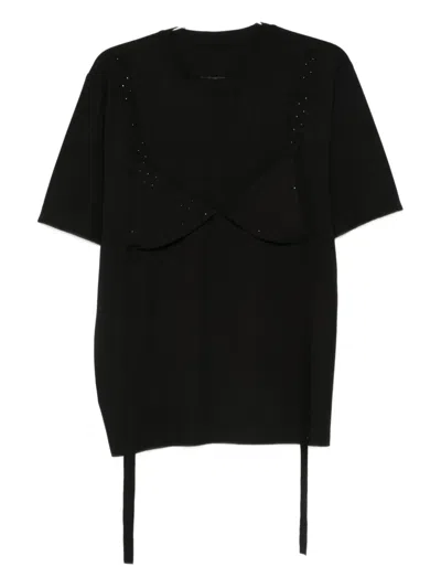Hamza Riri Embellished Bra-detail T-shirt In Black