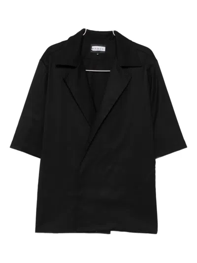 Hamza Riviera Lapel-collar Short-sleeve Jacket In Black