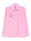 Hamza Rose-embellished Pinstripe Shirt In Pink