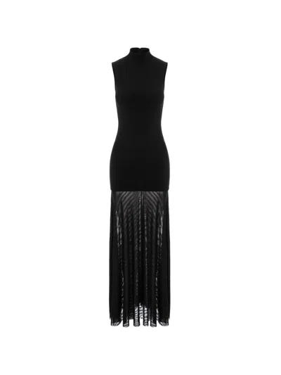 Hamza Sardinia Mesh-panel Maxi Dress In Black