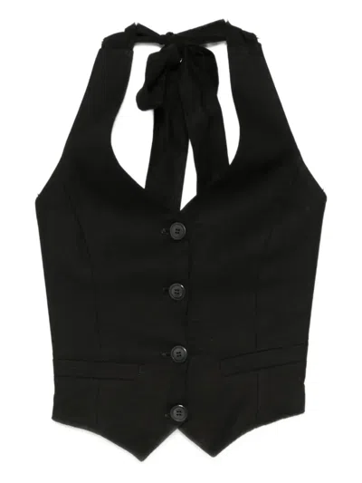 Hamza Skipper Halter-neck Buttoned Vest In Black