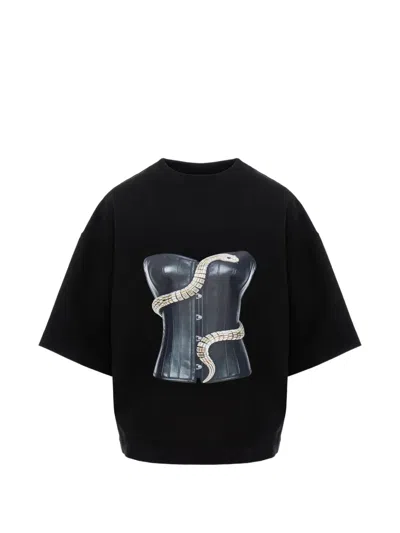 Hamza Snake Corset T-shirt In Black
